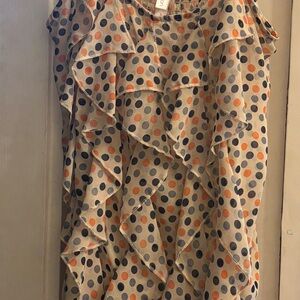 Xhilaration Ruffle Sleeveless Top with Polka Dots and Adjustable Straps.